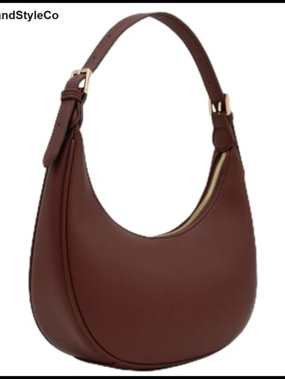 Faux Leather Crescent Shoulder Bag Underarm Purse Adjustable Strap Vegan